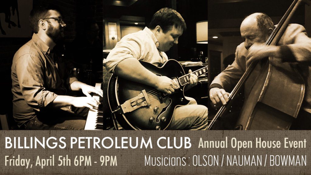 Erik Olson on piano, Alex Nauman on guitar, and Bob Bowman on bass. At Billings Petroleum Club