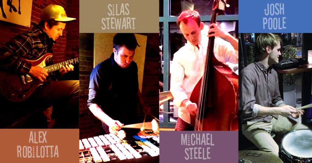 ON FRIDAY NIGHT AT RED TRACTOR PIZZA IN BOZEMAN - Alex Robilotta on guitar, Silas Stewart on vibraphone, Michael Steele on bass, and Josh Poole on drums